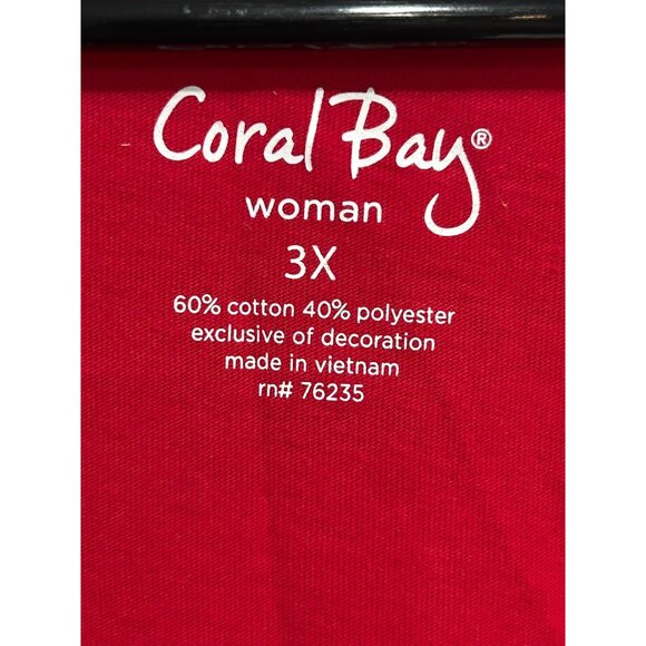 Coral Bay Womens Red Christmas Dogs Graphic V Neck T-Shirt SZ 3XL - Picture 5 of 8